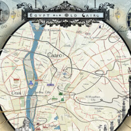 Map of Old Cairo in Egypt identifying historical POIs