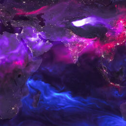 A portion of a map showing patterns in atmospheric aerosols.