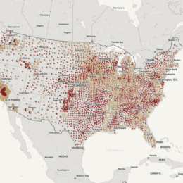 Map of the US showing amount and share of crop sales and animal product sales by county.