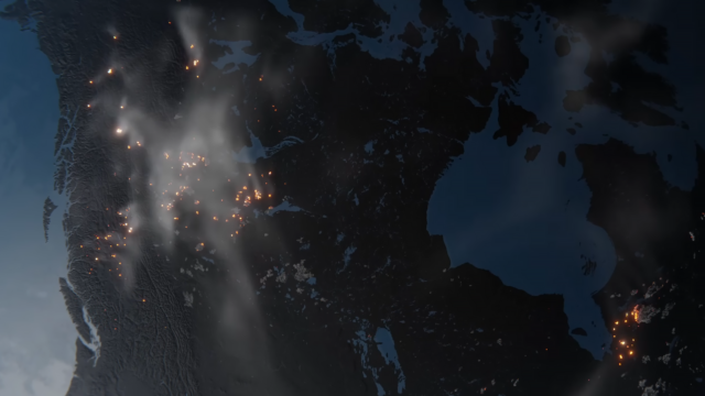 Map of Canada showing active wildfires in 2023.