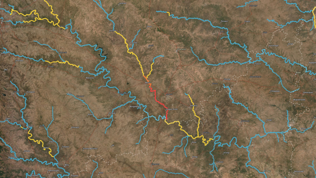 Map of forecasted streamflows in Central India.