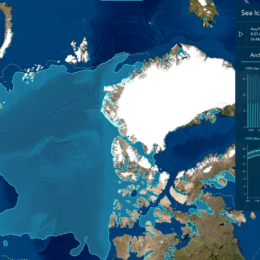 Map showing Arctic sea ice extent in August 2023
