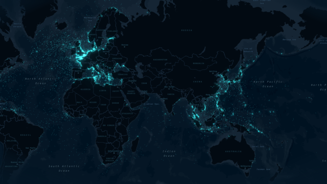 Global map showing locations of sunken ships from WWII.