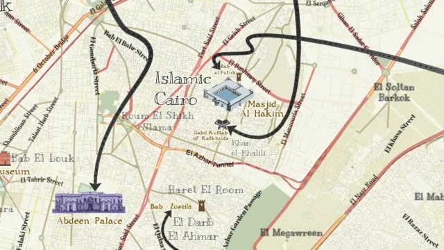 Zoomed in view of Egypt Old Cairo map.