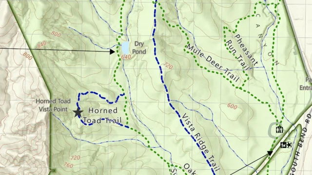 Close up crop of map of parks in OC.