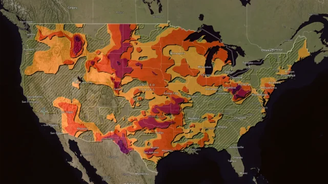 Map of the US showing current drought conditions