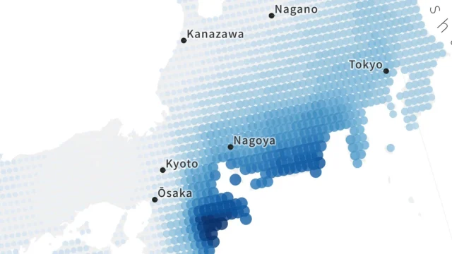Map of Japan showing August 2024 summer precipitation rates