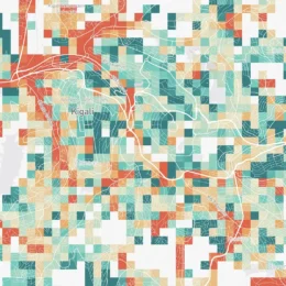Map of air quality patterns in Kigali, Rwanda.