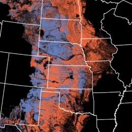 Map of central US showing range of existing and historic North American grassland biome