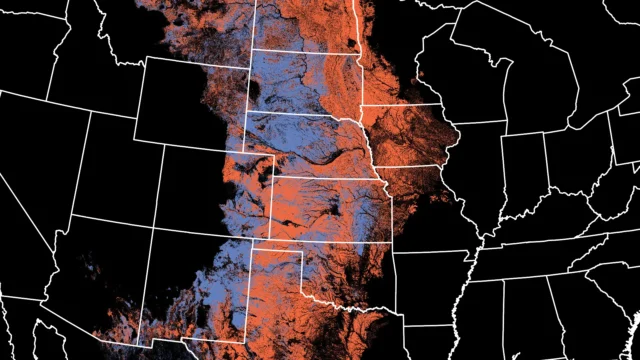 Map of central US showing range of existing and historic North American grassland biome