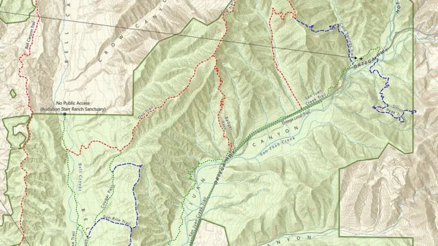 Map of Ronald W. Caspers Wildnerness Park in Orange County, California