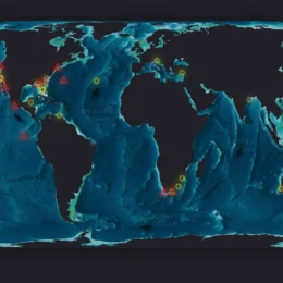 Map of global shark attacks reported in 1950.