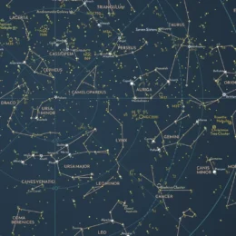 Map showing stars and constellations visible in the Northern Hemisphere