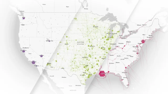 Maps of the US showing various infrastructure systems.