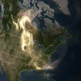 Smoke from wildfires in central Canada has made its way across the eastern United States.