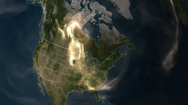 Smoke from wildfires in central Canada has made its way across the eastern United States.