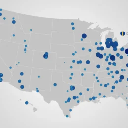 Map of the US showing in-state tuition at public colleges in 2023.