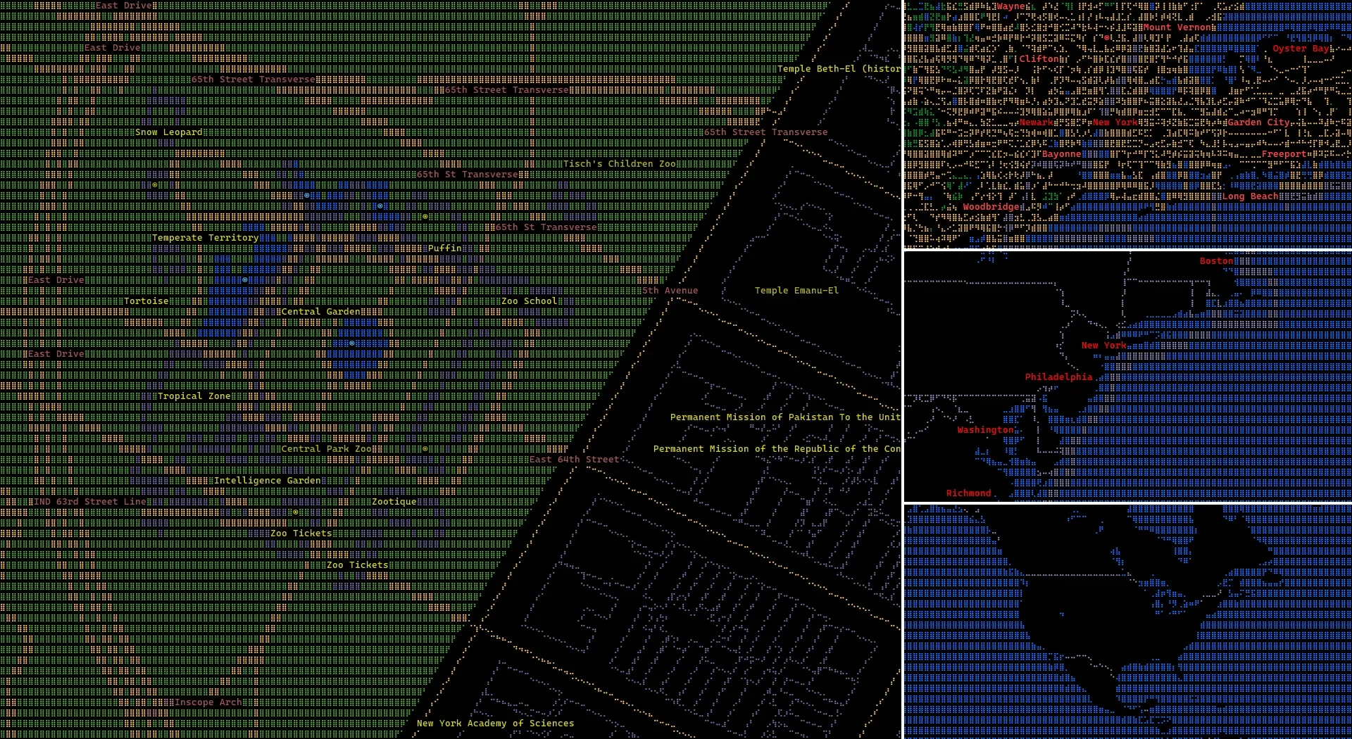 MAPSCII is fully interactive, and renders data for the entire world.
