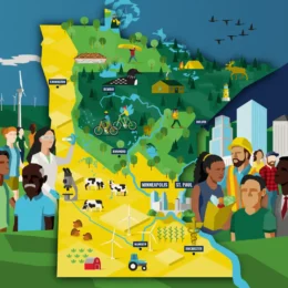 An illustrated map of Minnesota.
